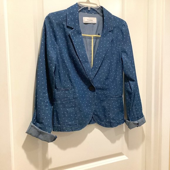Caslon Chambray Jacket, blue, size small - Picture 2 of 6